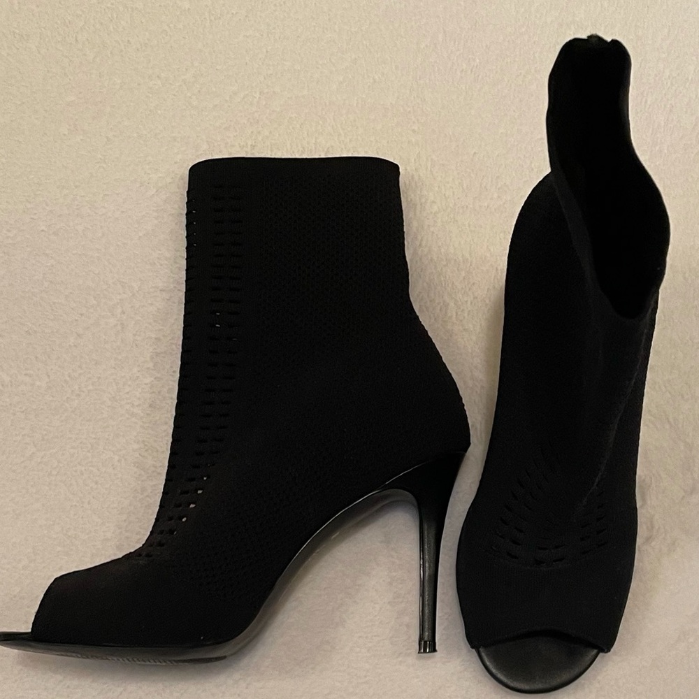 Charles David black perforated mesh booties